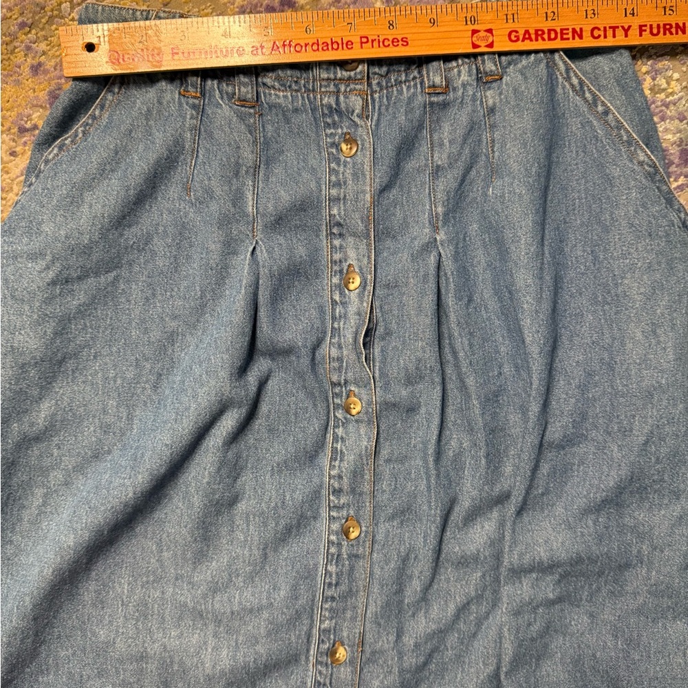 Vintage 90’s Denim Maxi Skirt Button-up front with pockets - Picture 4 of 7